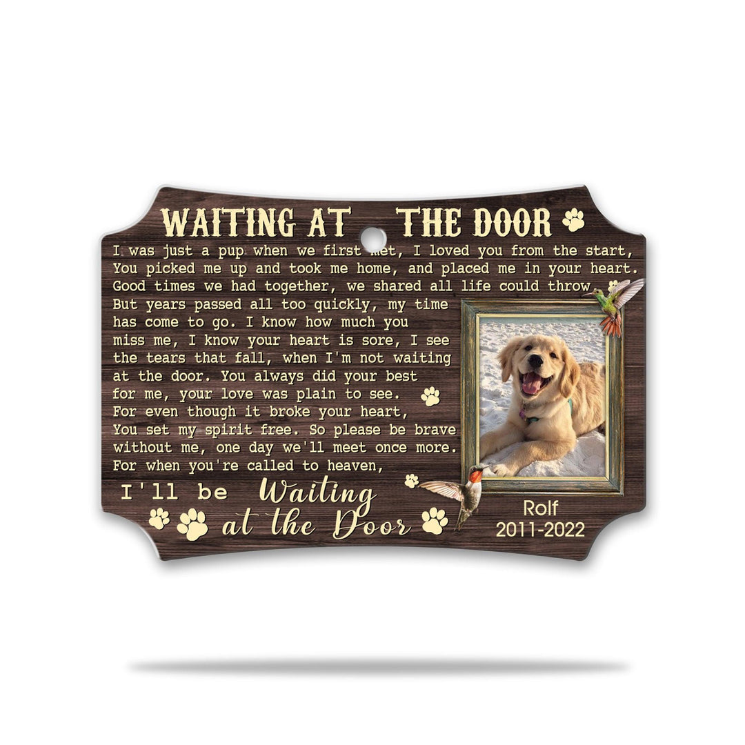 Waiting At The Door - Scalloped Aluminum Dog Memorial Ornament