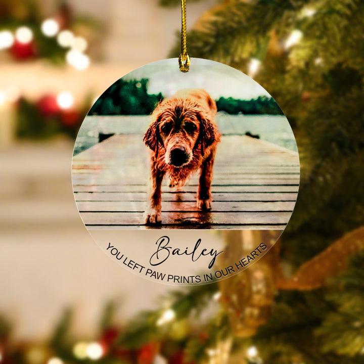 You Left Paw Prints In Our Hearts - Dog Memorial Ornament