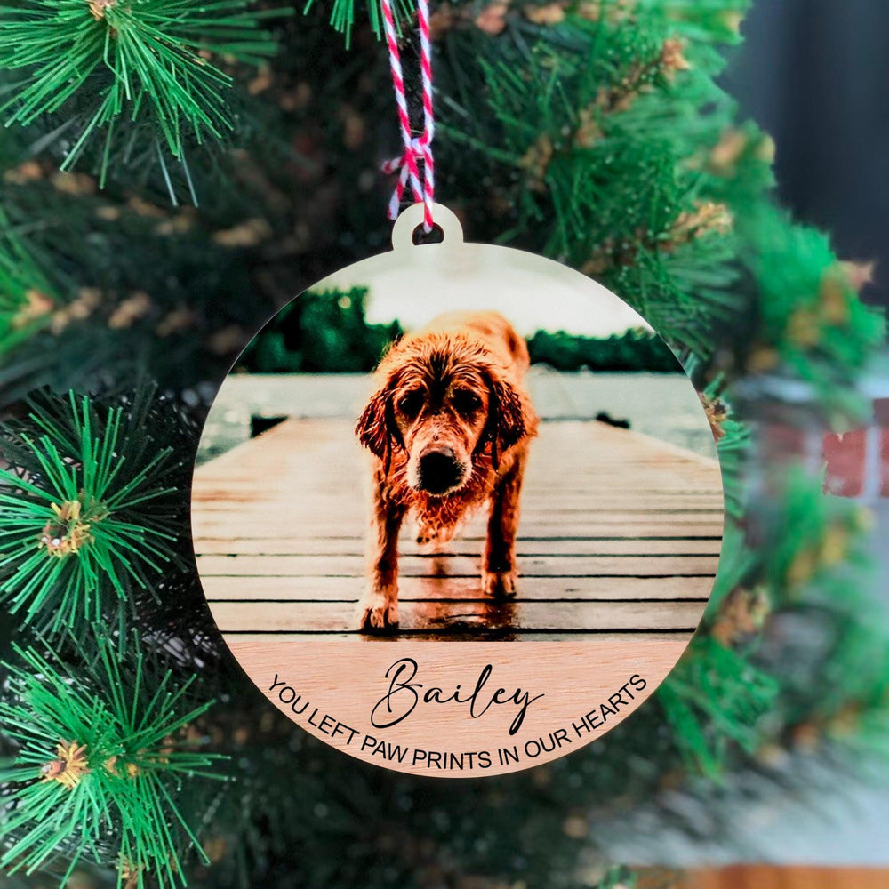 You Left Paw Prints In Our Hearts - Dog Memorial Ornament Wooden