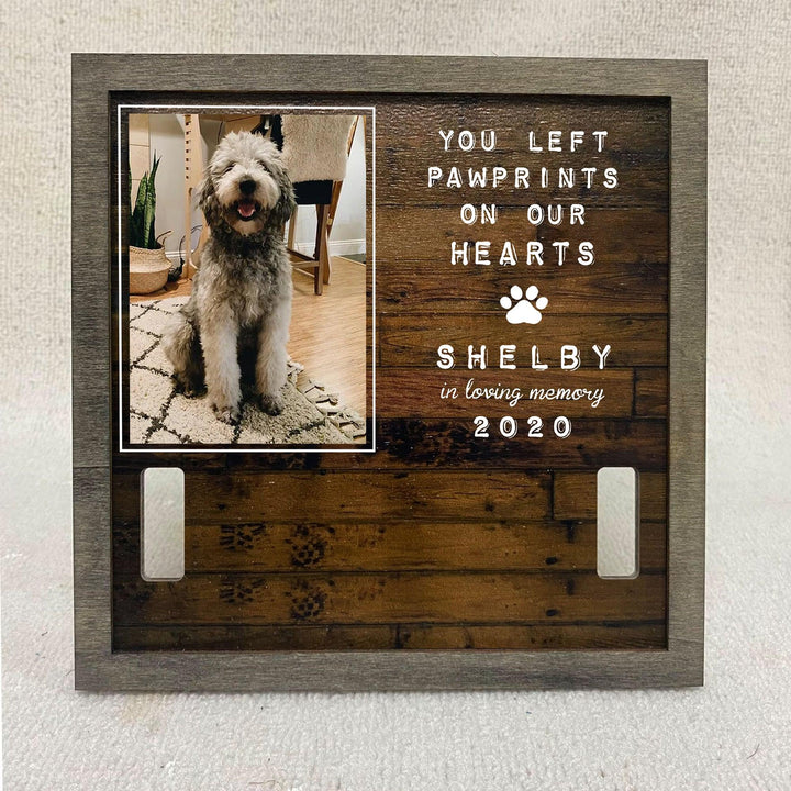 You Left Paw Prints On Our Hearts Dog Collar Frame - Memorial Picture Frame