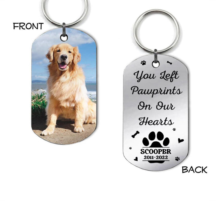 You Left Pawprints On Our Hearts - Dog Memorial Keychain