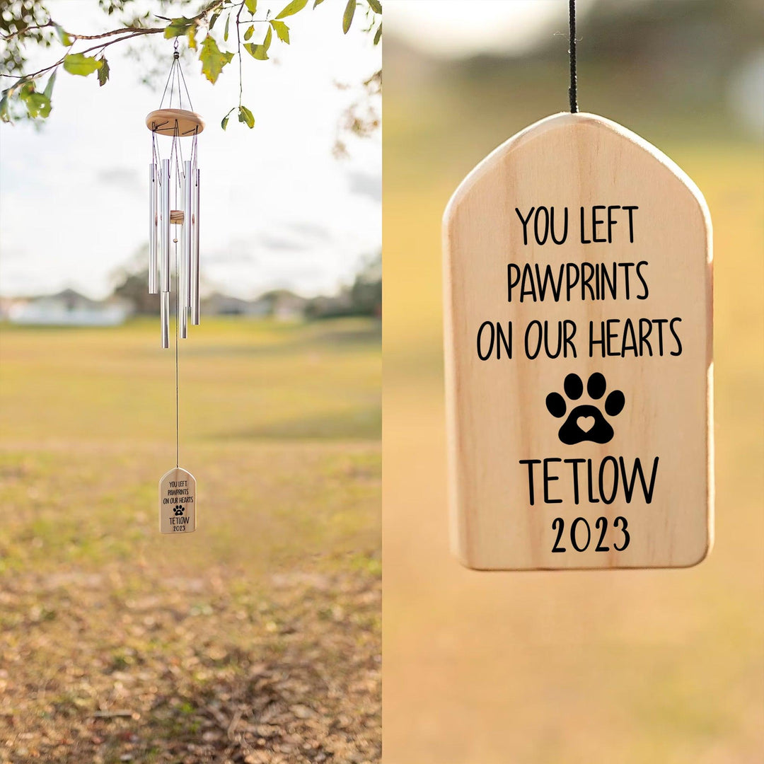 You Left Pawprints On Our Hearts - Dog Memorial Wind Chimes