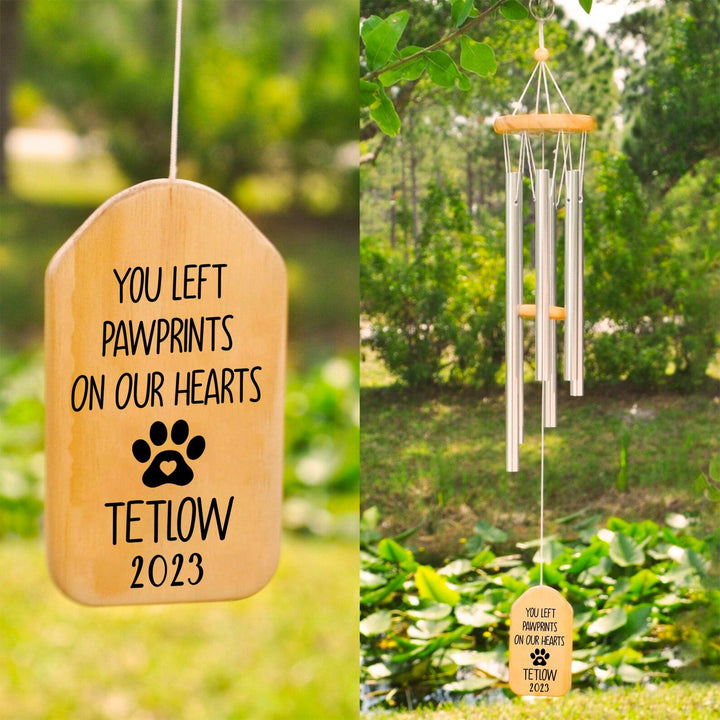 You Left Pawprints On Our Hearts - Dog Memorial Wind Chimes