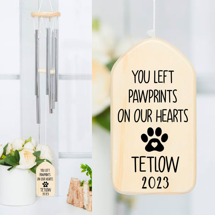 You Left Pawprints On Our Hearts - Dog Memorial Wind Chimes