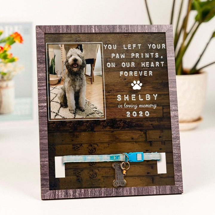 You Left Your Paw Prints Dog Collar Frame - Memorial Picture Frame