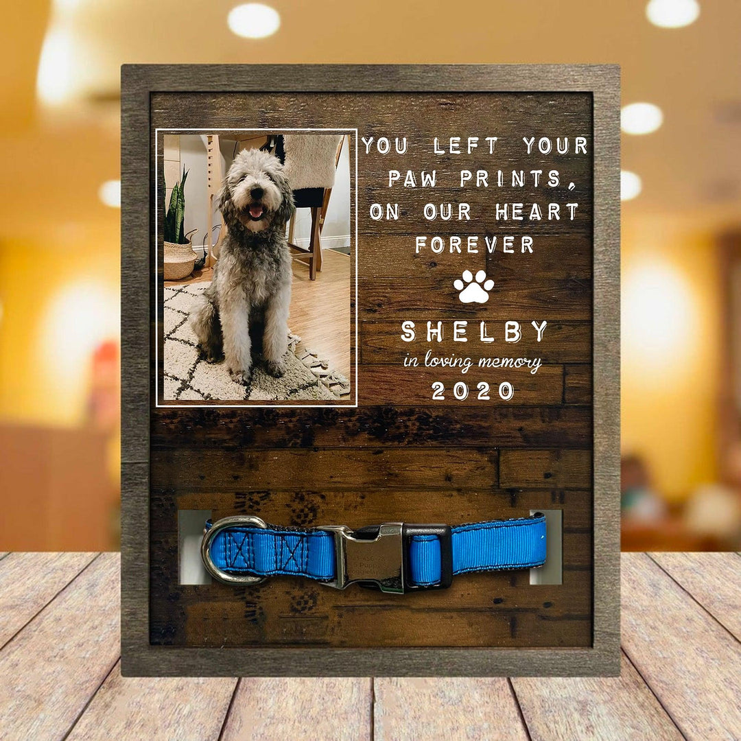 You Left Your Paw Prints Dog Collar Frame - Memorial Picture Frame