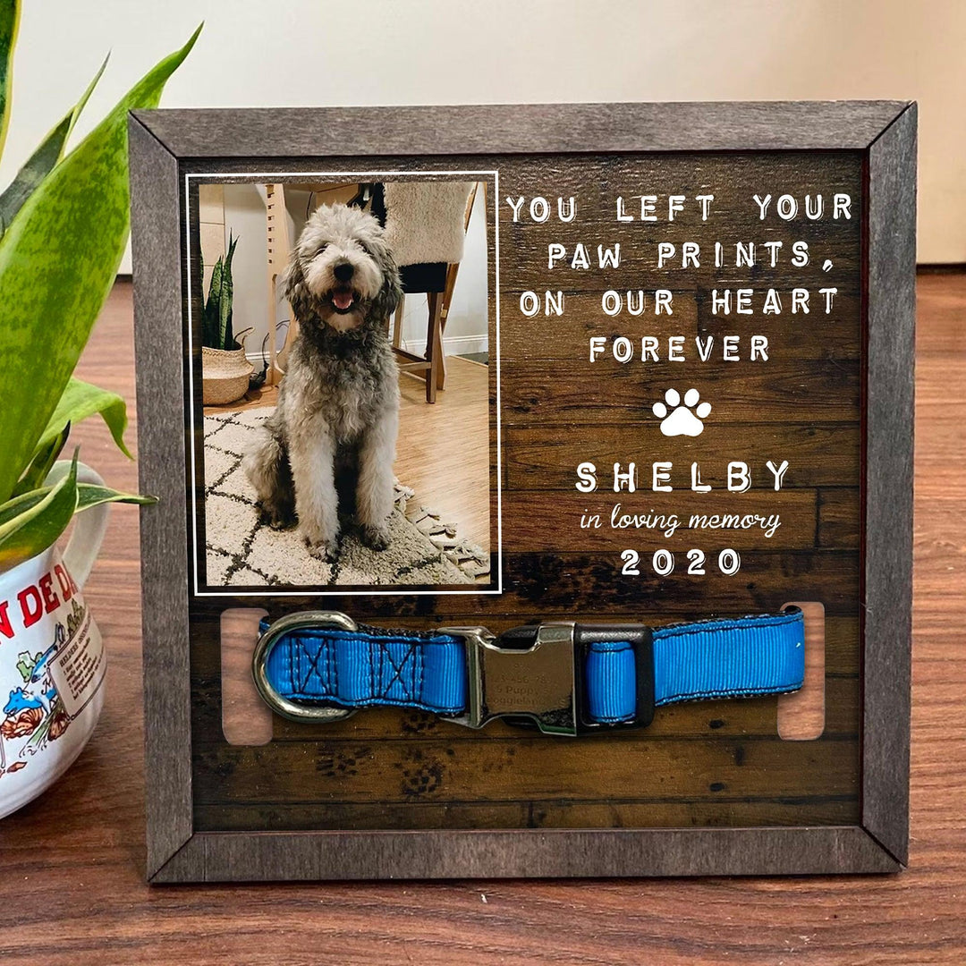 You Left Your Paw Prints Dog Collar Frame - Memorial Picture Frame