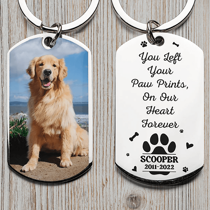 You Left Your Paw Prints - Dog Memorial Keychain - Memorial Gifts 4u