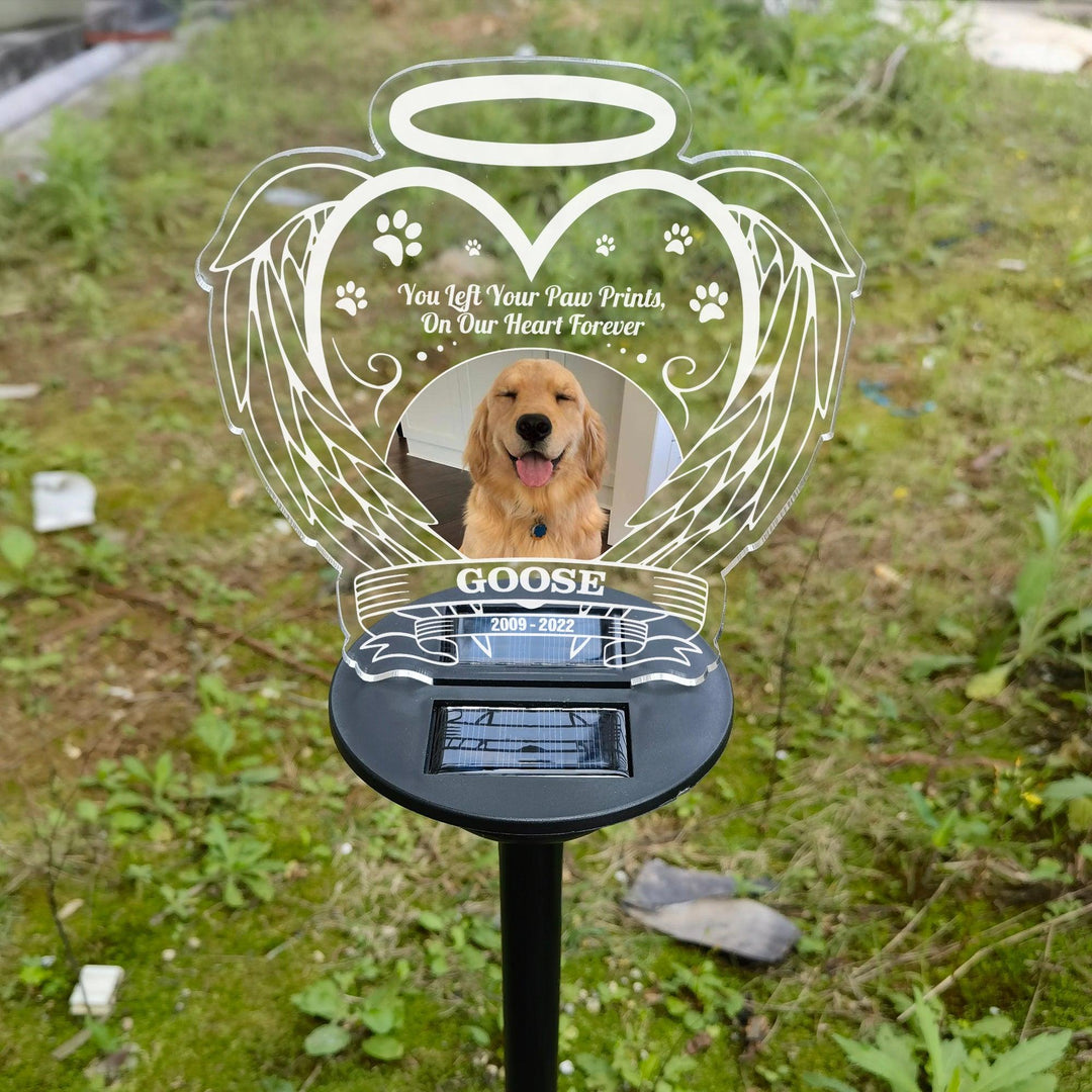 You Left Your Paw Prints,  On Our Heart Forever Dog Memorial Gifts - Solar Light