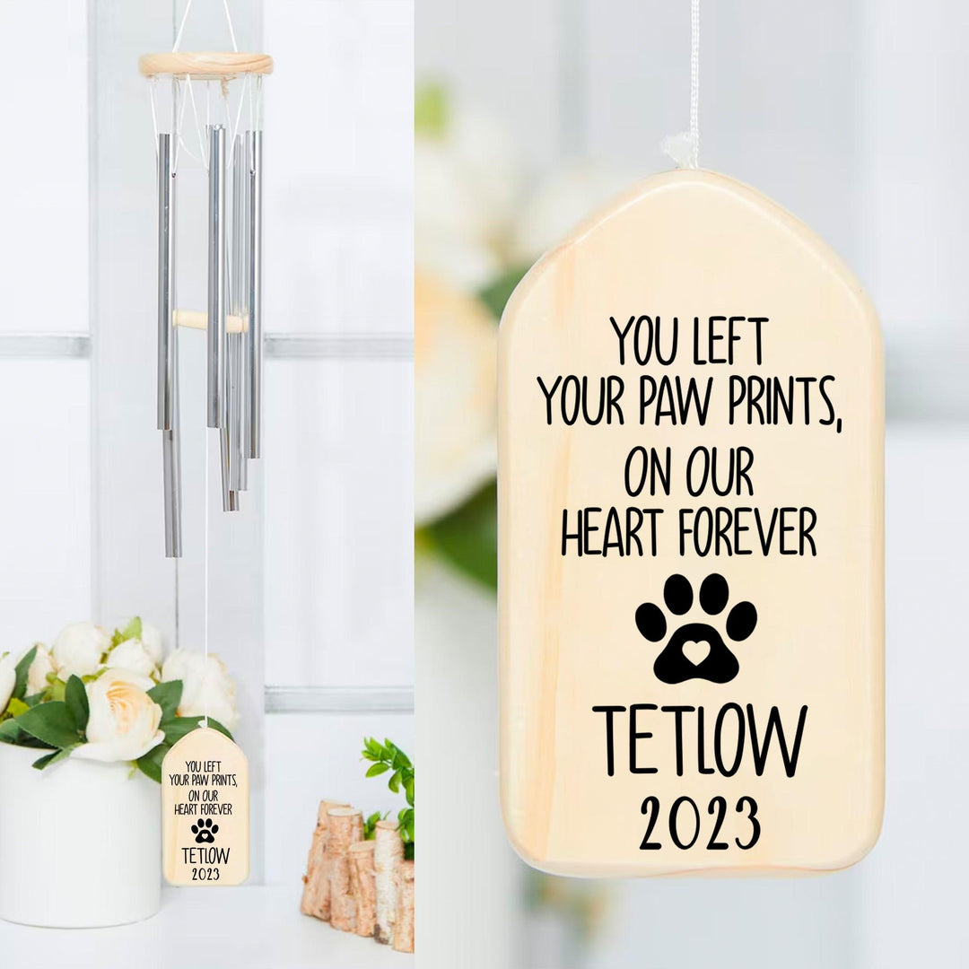You Left Your Paw Prints, On Our Heart Forever - Dog Memorial Wind Chimes