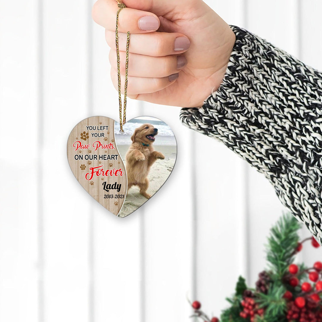 You Left Your Paw Prints, On Our Heart Forever - Personalized Dog Memorial Ornament