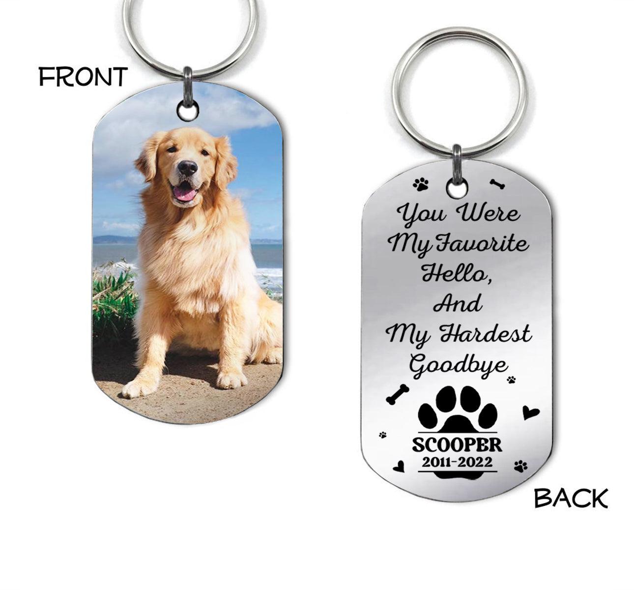 Favorite Hello Hardest Goodbye Dog Keychain Personalized Pet 